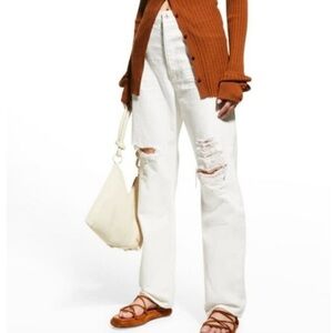 Citizens of Humanity Straight Leg Distressed Eva High Rise Baggy Jeans White, 27